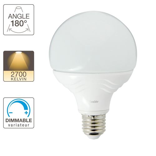 Xanlite|Ampoule LED G95, culot E27, 14,8W cons. (100W eq.), lumière blanc chaud|EE1521BD