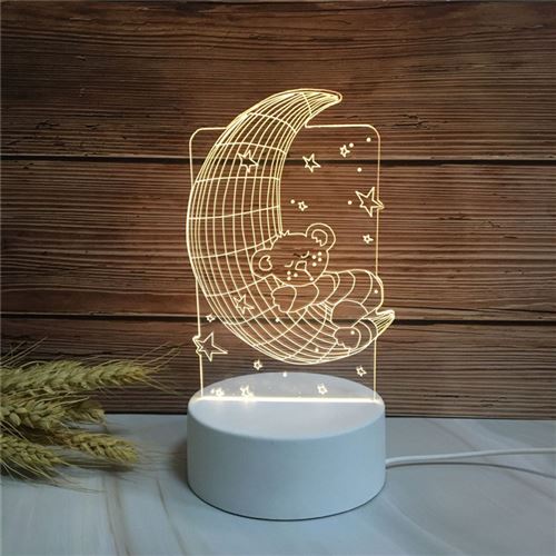 Veilleuse LED 3D Ours de la lune DY-50