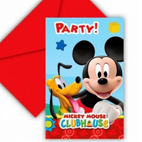6 Cartes D'Invitation+Enveloppes Mickey
