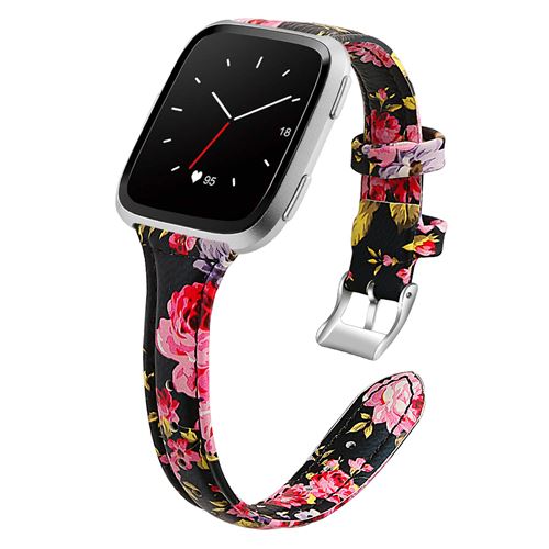 Bracelet en cuir magnifique pour Fitbit Versa 3 / Sense - Blanc&Rose