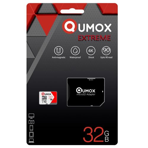 Carte mémoire micro SD 32Go SDHC Qumox Extreme classe 10 UHS-I 90Mo/s R
