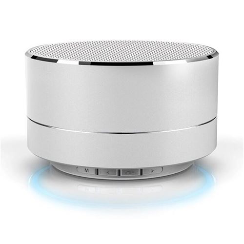 Mini Haut-Parleur Bluetooth Design Métal Brossé avec Lumière LED Réfléchissante (Argent)