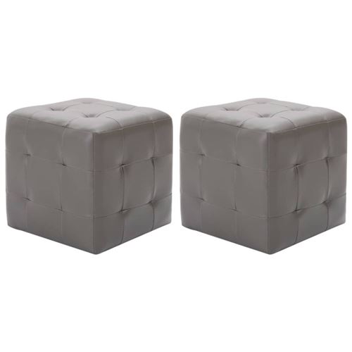 Vidaxl - 2 pcs Tables de chevet Gris 30x30x30 cm Similicuir Gris