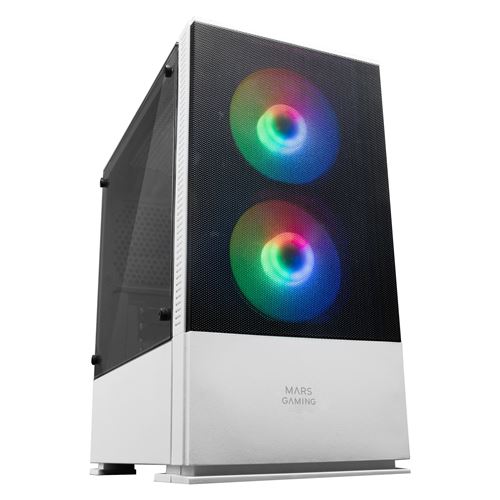 Non Communiqué Blanc Boîtier Pc Compact Premium Microatx Mars Gaming Mcz Panneau Frontal Mesh