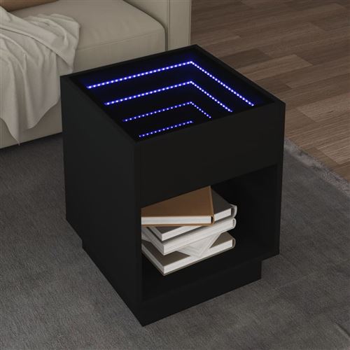 vidaXL Table basse avec LED infini noir 40x40x50 cm