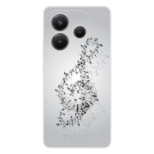 Coque en silicone imprimée compatible Xiaomi Redmi Note 14 5G Valse des notes