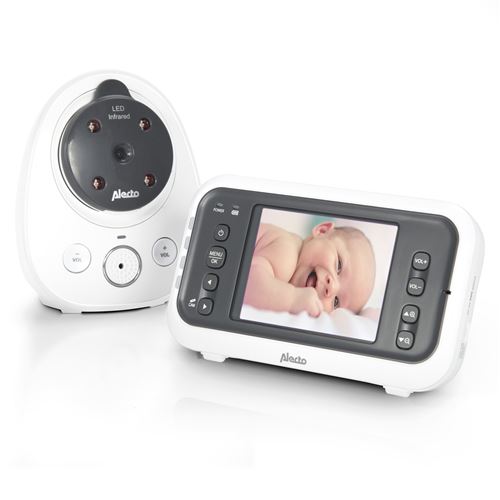 Babyphone avec caméra et écran couleur 2.4 Alecto DVM-77 Blanc-Anthracite