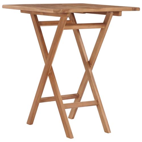 Non Communiqué Bois De Teck Table Pliable De Jardin 60X60x75 Cm Solide