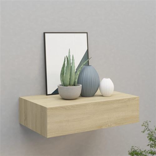 VIDAXL - Étagère murale avec tiroir - Chêne - 40x23,5x10 cm - Image 3