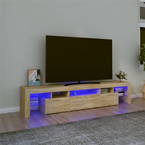 Non Communiqué Chêne Sonoma Meuble Tv Avec Lumières Led 200X36,5X40 Cm