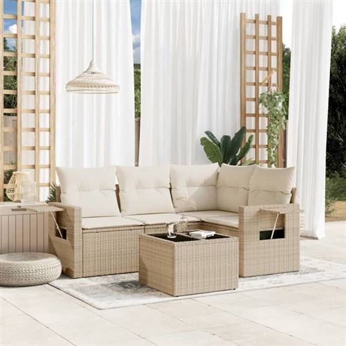 Non Communiqué Beige Salon De Jardin Modulable Vidaxl 5 Pieces Resine Tressee 62 X 62 X 69 Cm