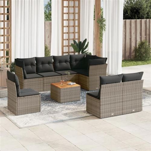 Non Communiqué Gris Salon De Jardin Modulable Vidaxl Rotin 9 Pieces 8 Personnes