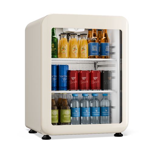 KLARSTEIN Audrey Evo R&eacute;frig&eacute;rateur &agrave; boissons Frigo 65 L 56 x 38 cm Eclairage LED Mini bar 85 W 42 dB Cr&egrave;me