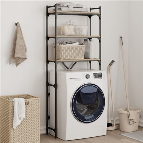 Non Communiqué Blanc Étagère De Lave Linge Chêne Sonoma 67X25x163 Cm Bois Ingénierie - Image 1
