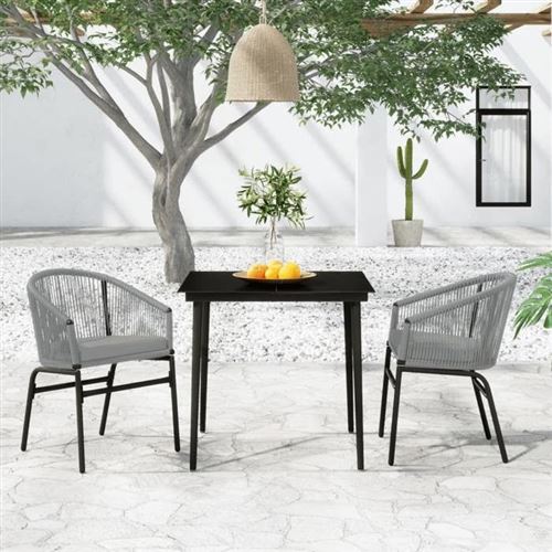 Non Communiqué Gris Vidaxl Ensemble De Salle À Manger De Jardin 3 Pcs 3099251