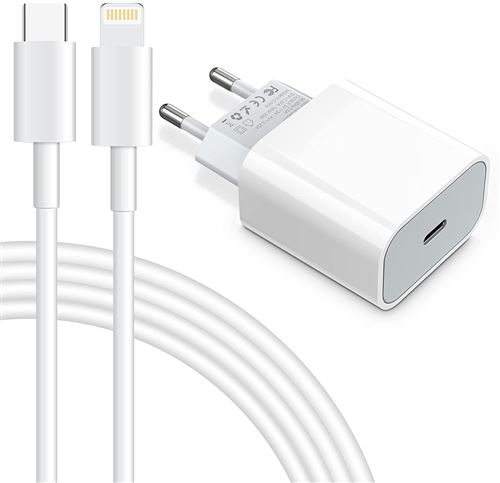 Chargeur Usb C 20W Vshop Avec Cable Lightning 2M