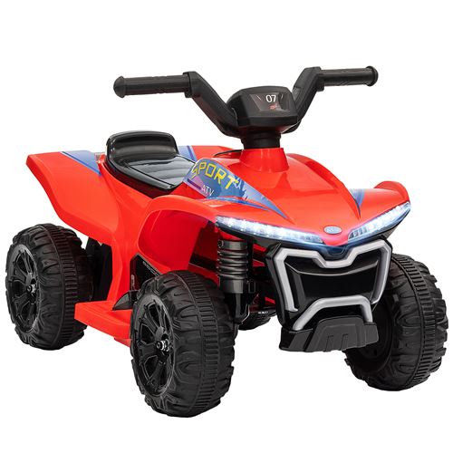 Quad &eacute;lectrique enfant 6V max. 2,5Km/h phare effet sonore marche AV-AR rouge 