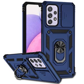 Étui pour FOXDOCK Samsung Galaxy A33 5G avec support de cycle rotatif, support de voiture magnétique et couvercle de caméra coulissante compatible avec Samsung Galaxy A33 5G-Bleu - 1