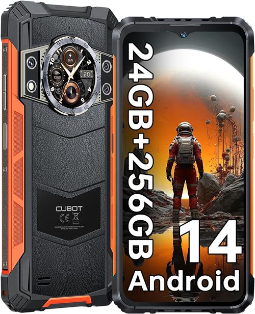 CUBOT Kingkong Ace 3 Telephone Portable Android 14 24Go 256Go 6.583 FHD+ & 1.32 Écran Arrière 100MP Smartphone 5100mAh 33W 4G Dual SIM NFC OTG GPS-Noir