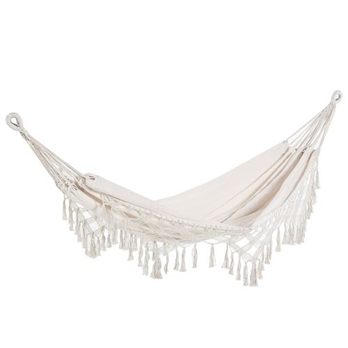Hamac de voyage portable style boh&egrave;me chic coton polyester beige