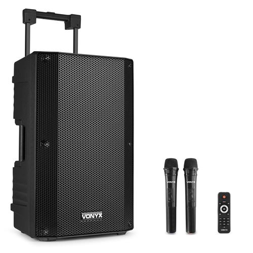 Vonyx Vsa500 Sono Portable 800 Watts - Batterie Intégrée, Haut-Parleur 12, 2 Microphones Sans Fil, Bluetooth 5.0