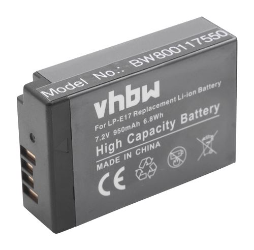 Vhbw Batterie compatible avec Canon EOS 800D, 200D, 770D, 250D, 850D, 750D, 760D, 8000D appareil photo (950mAh, 7,2V, Li-ion)