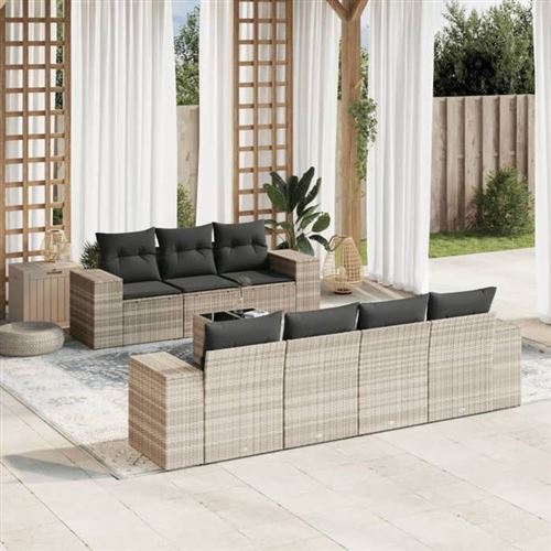 Non Communiqué Gris Vidaxl Salon De Jardin Avec Coussins 8 Pcs, Canapés De Terrasse, Ensemble De Meubles De Patio, Mobilier D'extérieur, 3254669