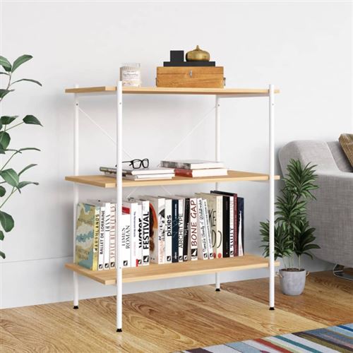 Vidaxl Blanc Etagère À 3 Niveaux Et Chêne 80X40x92 Cm336342 - Image 3