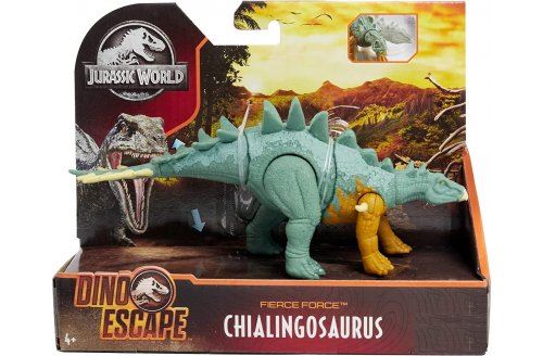 Coffret dinosaure chialingosaurus - pour jurassic world - dino attaque féroce 20 cm - animaux préhistorique vert nouveauté