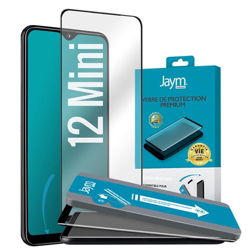 JAYM - Verre de Protection Premium pour Apple iPhone 12 Mini - Incurvé 3D avec Contour Noir - Garanti à Vie - Renforcé 9H Ultra Résistant - Applicateur sur Mesure Inclus