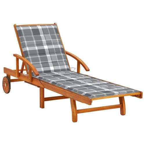 Non Communiqué Bois Chaise Longue De Jardin Avec Coussin D Acacia Solide