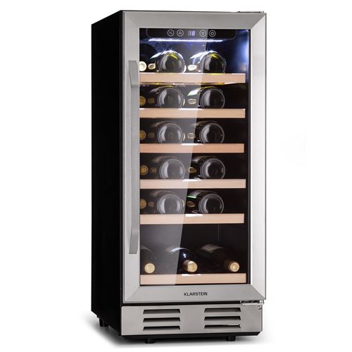 Klarstein Vinovilla Cave à vin encastrable 81 L / 29 bouteilles Porte vitrée en acier inoxydable