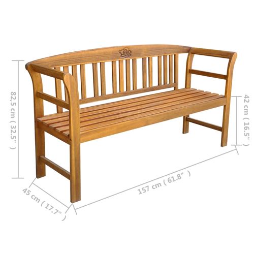 BANC de jardin XXL en acacia huilé, avec coussin et coffre