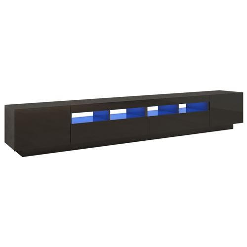 vidaXL Meuble TV avec lumières LED Noir brillant 260x35x40 cm