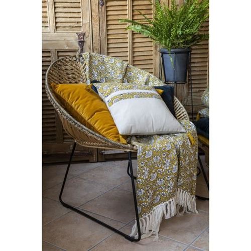 Plaid Imprimé Udaipur - Jaune - 130 X 150 Cm - Deko