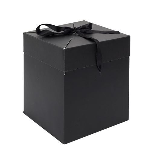 boîte cadeau cubique carton pliable 20cm noir - DI2884