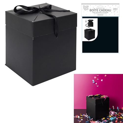 2€ sur boîte cadeau cubique carton pliable 20cm noir - cmp di2884 - Article  et décoration de fête - Achat & prix