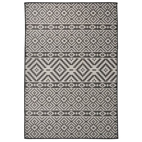 vidaXL Tapis à tissage plat d'extérieur 160x230 cm Rayures noires