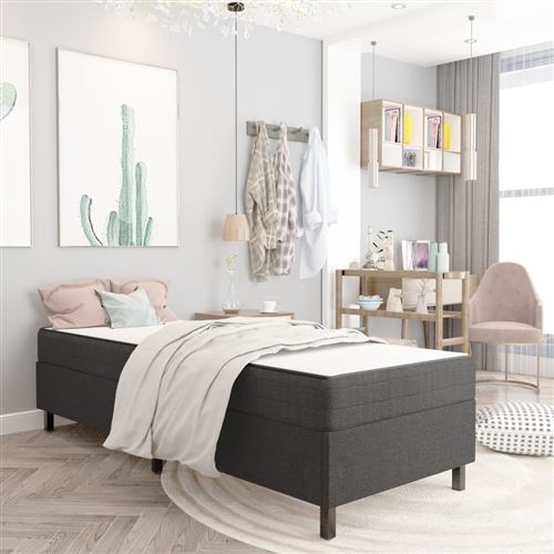 vidaXL Sommier tapissier Gris Tissu 90 x 200 cm