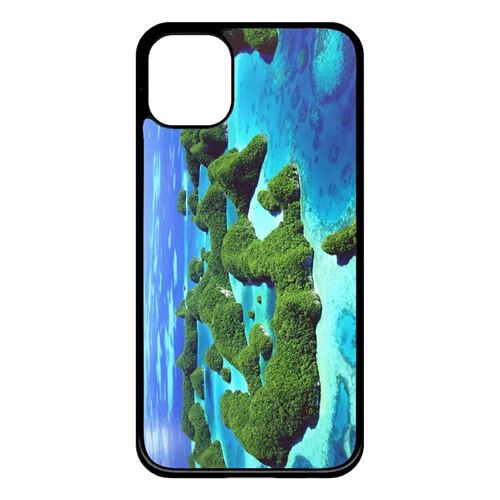 Coque My-Kase pour iPhone 11 - plage avec dunes de verdure - Plastique Noir