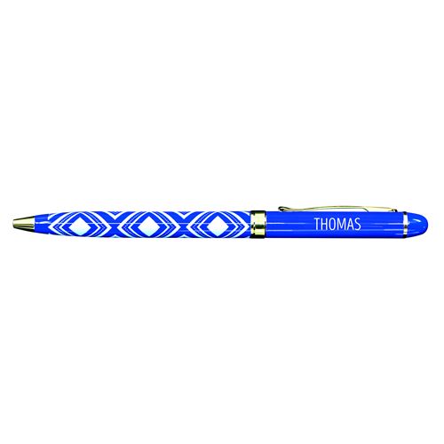 Stylo fin en métal laqué bleu - Thomas - Stylo à bille - Achat & prix