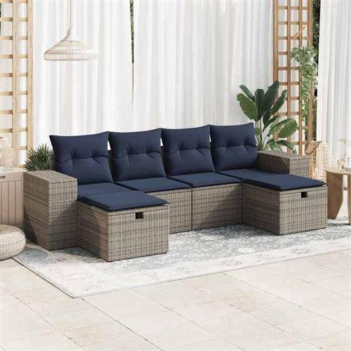 VIDAXL - Salon de jardin - Résine tressée - Gris - 6 pièces - Image 2
