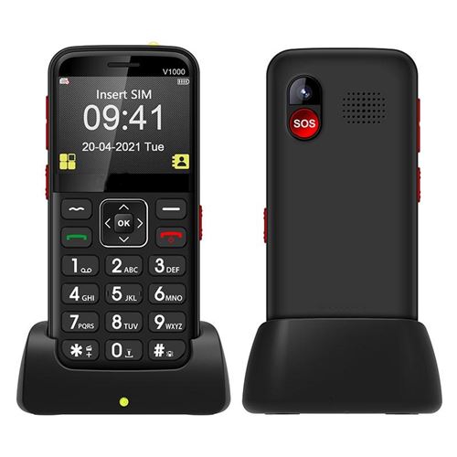 Téléphone Portable 4G Pour Seniors Écran 2.31 Pouces Batterie 1800mAh Avec Base De Charge Noir YONIS