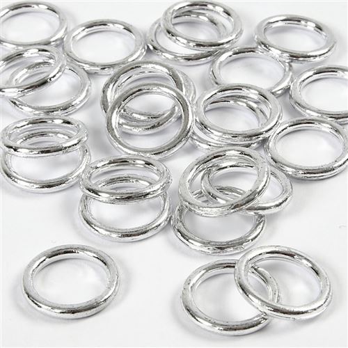 Creotime bague en plastique argent 25 pièces