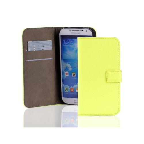 Etui porte-feuille croco jaune fluo en similicuir pour Samsung Galaxy S4 I9500