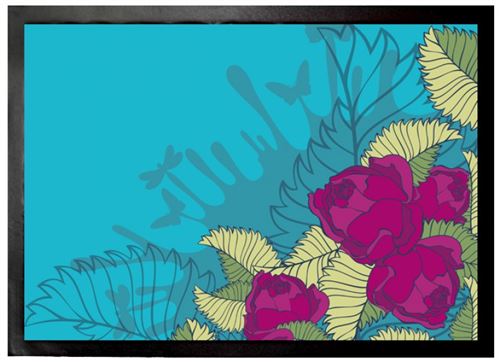 Fleurs Paillasson Essuie-Pieds - Roses Fuchsia (50x70 cm)