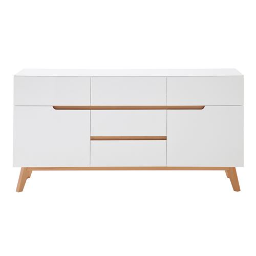 Buffet scandinave blanc mat et chêne SKIVE