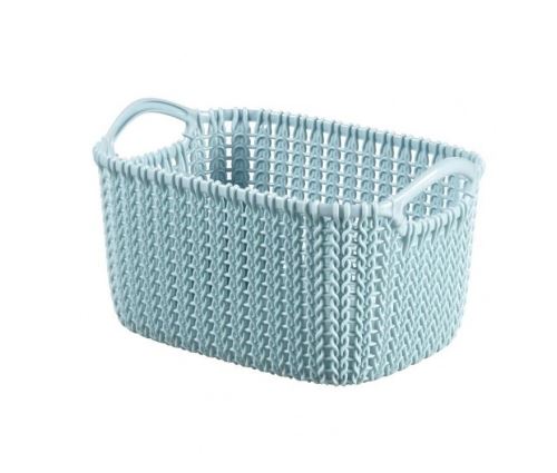 Curver paniere de rangement rectangulaire knit 3 l tricot bleu