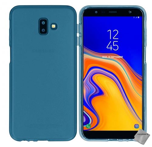 Housse etui coque pochette silicone gel fine pour Samsung Galaxy J6+ Plus (2018) avec verre trempe - BLEU