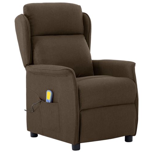 vidaXL Fauteuil inclinable de massage Marron Tissu
